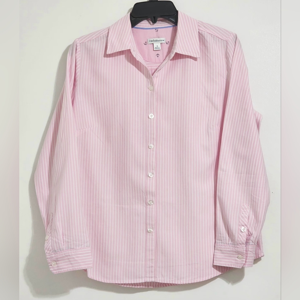 Croft & Barrow Button-Up Shirt Petal Pink Size S 100% Cotton Preppy Casual Top
